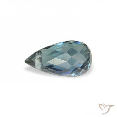 Zafiro Verde-azul natural de 0.58 ct, Corte Briolette, VS