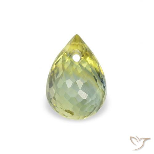 0.68ct Natural Verde amarillento Zafiro, Corte Briolette, VS