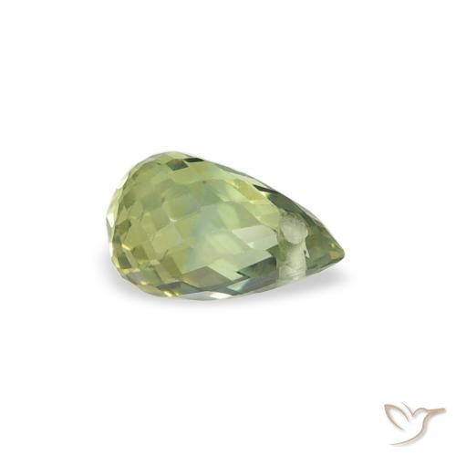 Zafiro Verde cálido natural de 0.39 ct, Corte Briolette, VS