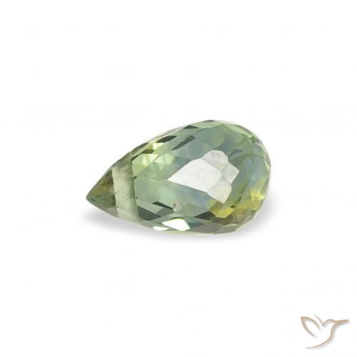 Zafiro Verde cálido natural de 0.39 ct, Corte Briolette, VS