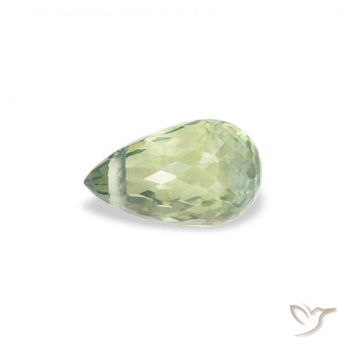 Zafiro Verde salvia muy claro natural de 0.84 ct, Corte Briolette, VS