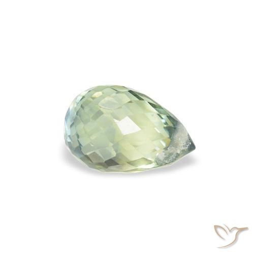 Zafiro Verde claro natural de 0.85 ct, Corte Briolette, VS