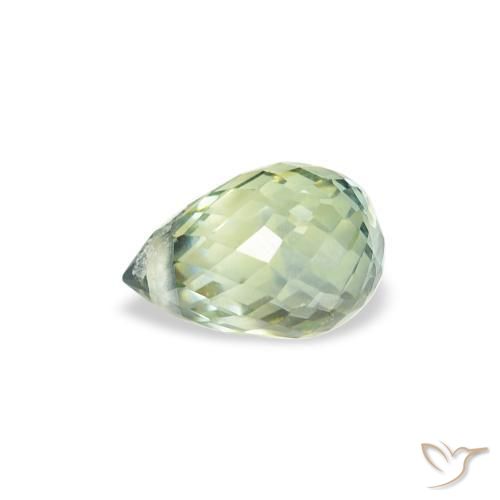 Zafiro Verde claro natural de 0.85 ct, Corte Briolette, VS