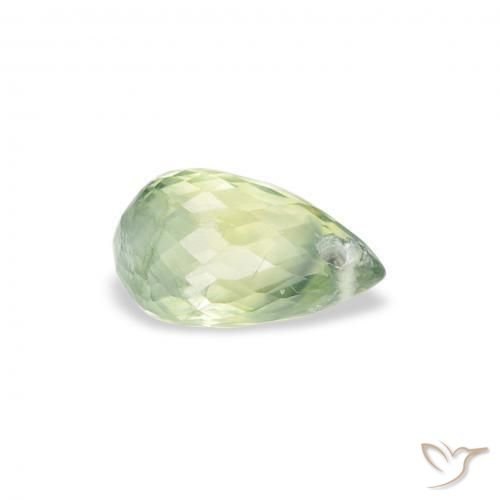 Zafiro Verde muy claro natural de 0.81 ct, Corte Briolette, VS