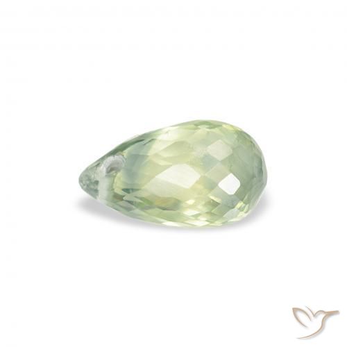 Zafiro Verde muy claro natural de 0.81 ct, Corte Briolette, VS