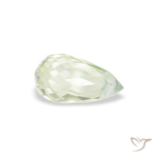 Zafiro Verde muy claro natural de 0.71 ct, Corte Briolette, VS