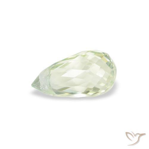 Zafiro Verde muy claro natural de 0.71 ct, Corte Briolette, VS
