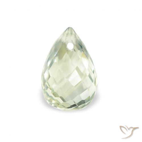 0.76ct Natural Verde muy claro Zafiro, Corte Briolette, VS