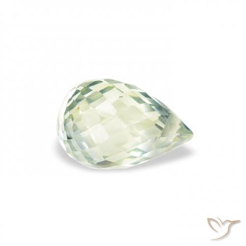 Zafiro Verde muy claro natural de 0.76 ct, Corte Briolette, VS