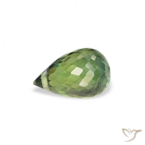 Zafiro Verde bosque natural de 1.02 ct, Corte Briolette, VS