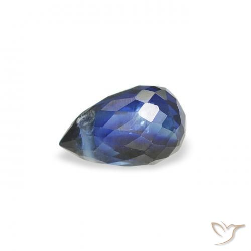 Zafiro Azul noche natural de 0.47 ct, Corte Briolette, VS