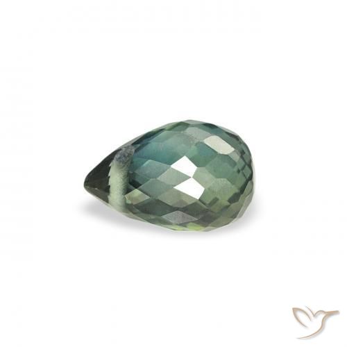 Zafiro Verde azul medio natural de 0.49 ct, Corte Briolette, VS