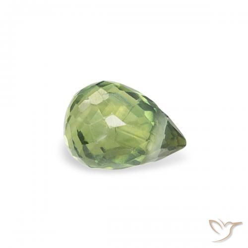Zafiro Verde medio natural de 0.38 ct, Corte Briolette, VS