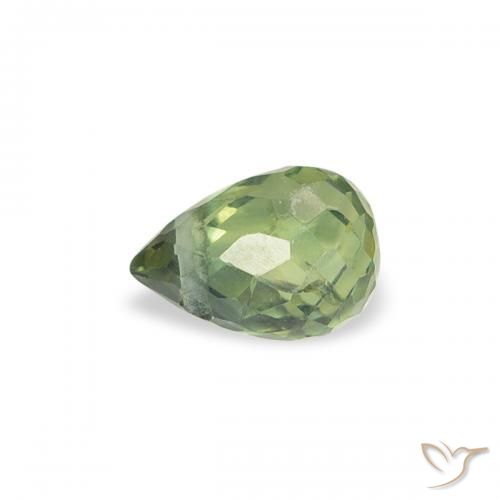 Zafiro Verde medio natural de 0.38 ct, Corte Briolette, VS