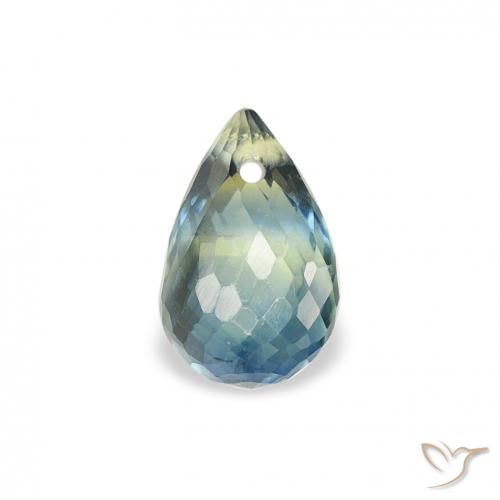0.85ct Natural Verde-azul Zafiro, Corte Briolette, VS