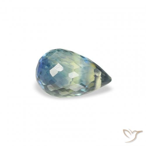 Zafiro Verde-azul natural de 0.85 ct, Corte Briolette, VS