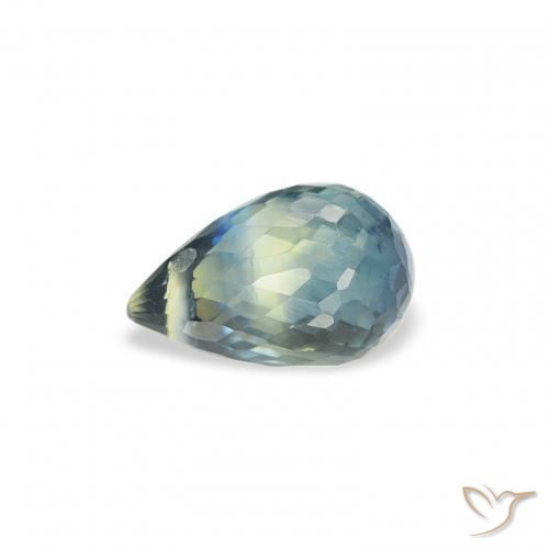 Zafiro Verde-azul natural de 0.85 ct, Corte Briolette, VS