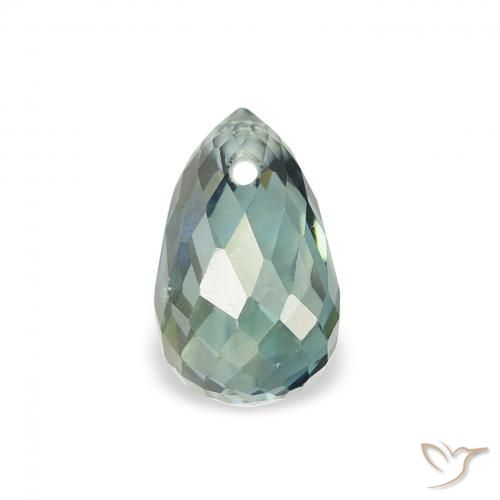 0.90ct Natural Verde azul medio Zafiro, Corte Briolette, VS