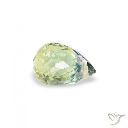 Zafiro Verde salvia claro natural de 0.43 ct, Corte Briolette, VS