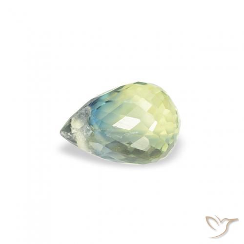 Zafiro Verde salvia claro natural de 0.43 ct, Corte Briolette, VS