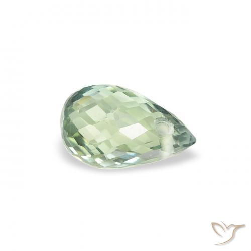 Zafiro Verde salvia claro natural de 0.49 ct, Corte Briolette, VS