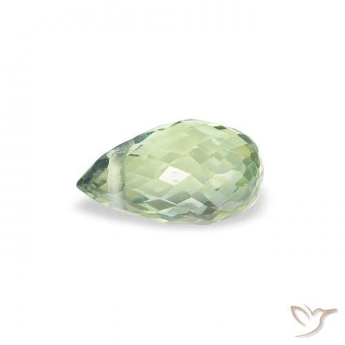 Zafiro Verde salvia claro natural de 0.49 ct, Corte Briolette, VS
