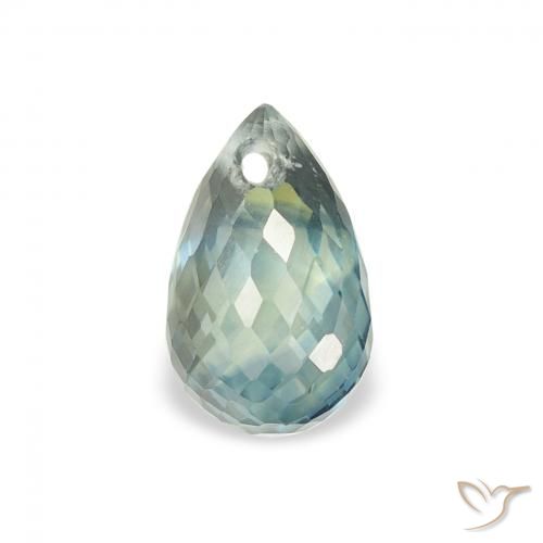 0.93ct Natural Verde terroso Zafiro, Corte Briolette, VS