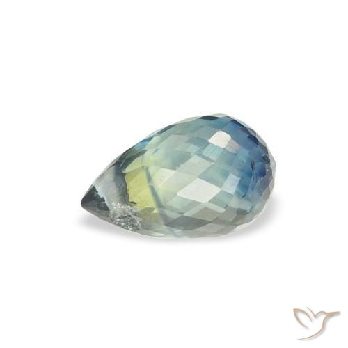 Zafiro Verde terroso natural de 0.93 ct, Corte Briolette, VS
