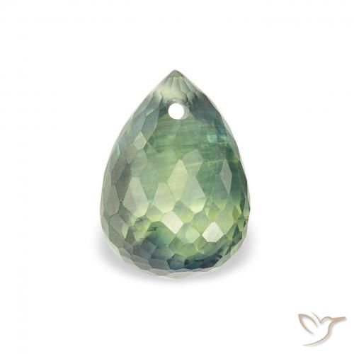 1.13ct Natural Verde salvia claro Zafiro, Corte Briolette, VS