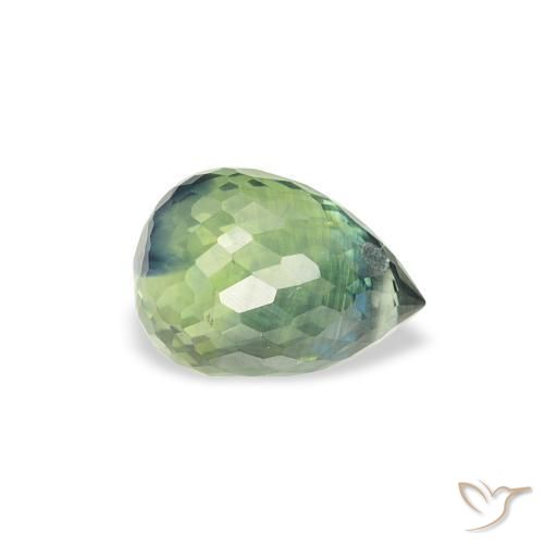 Zafiro Verde salvia claro natural de 1.13 ct, Corte Briolette, VS