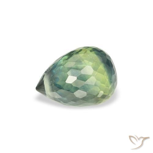 Zafiro Verde salvia claro natural de 1.13 ct, Corte Briolette, VS