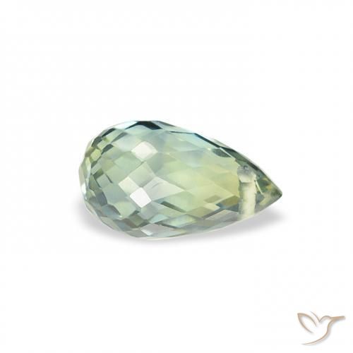 Zafiro Verde bosque claro natural de 0.75 ct, Corte Briolette, VS