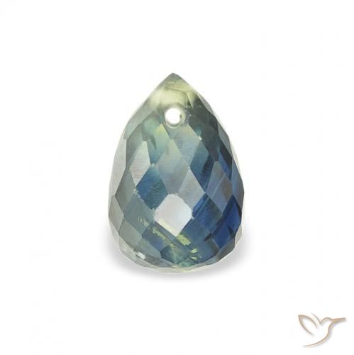 1.00ct Natural Verde-azul Zafiro, Corte Briolette, VS