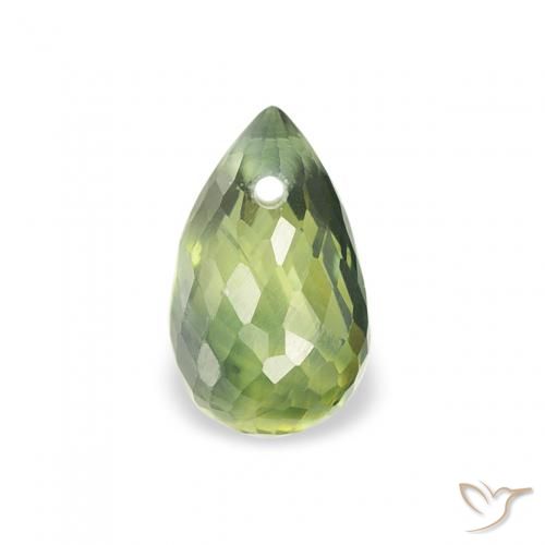 0.58ct Natural Verde cálido Zafiro, Corte Briolette, VS