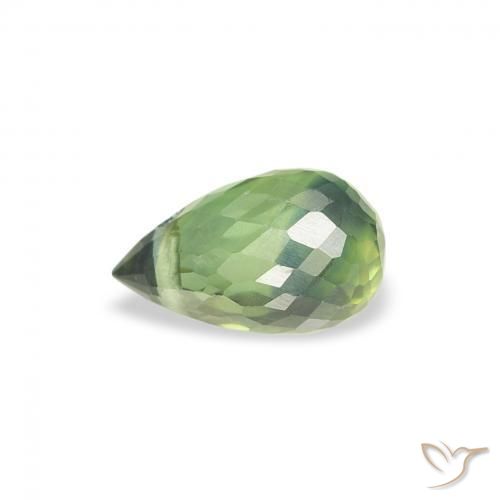 Zafiro Verde cálido natural de 0.58 ct, Corte Briolette, VS