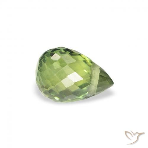 Zafiro Verde oscuro natural de 0.71 ct, Corte Briolette, VS