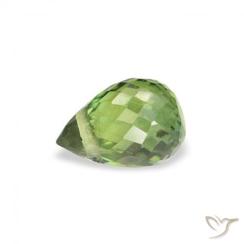 Zafiro Verde oscuro natural de 0.71 ct, Corte Briolette, VS