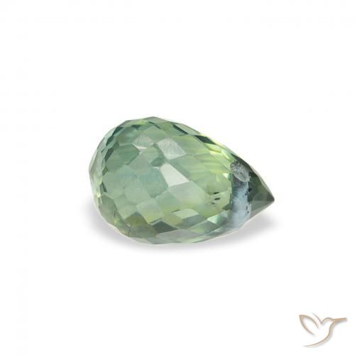 Zafiro Verde claro natural de 0.67 ct, Corte Briolette, VS