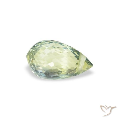 Zafiro Verde pera claro natural de 0.80 ct, Corte Briolette, VS