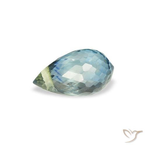 Zafiro Verde pera claro natural de 0.80 ct, Corte Briolette, VS