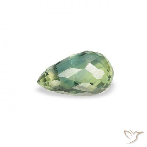 Zafiro Verde claro natural de 0.42 ct, Corte Briolette, VS