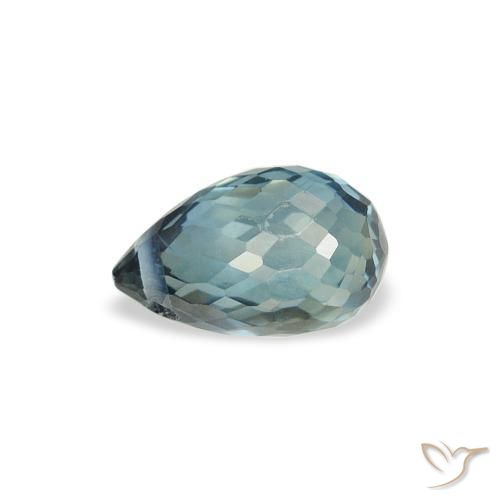 Zafiro Verde-azul claro natural de 0.85 ct, Corte Briolette, VS