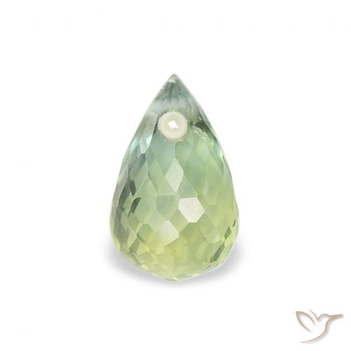 Zafiro Verde salvia claro natural de 0.74 ct, Corte Briolette, VS