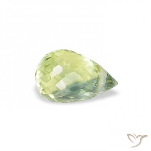 Zafiro Verde salvia claro natural de 0.74 ct, Corte Briolette, VS