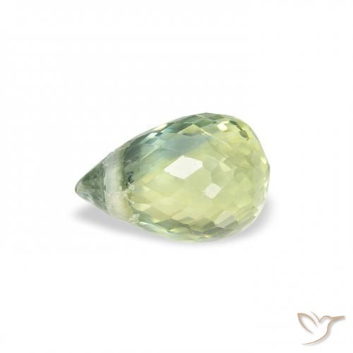 Zafiro Verde salvia claro natural de 0.74 ct, Corte Briolette, VS