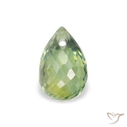 Zafiro Verde claro natural de 0.81 ct, Corte Briolette, VS