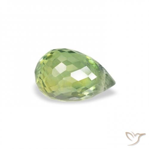 Zafiro Verde claro natural de 0.81 ct, Corte Briolette, VS