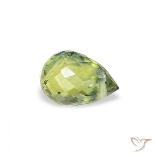 Zafiro Verde Oliva natural de 0.59 ct, Corte Briolette, VS
