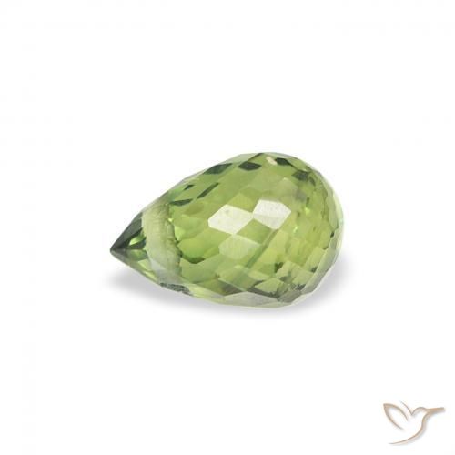 Zafiro Verde Oliva natural de 0.59 ct, Corte Briolette, VS