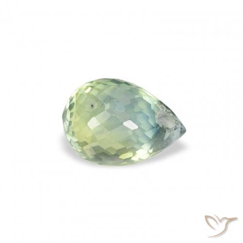 Zafiro Verde claro natural de 0.91 ct, Corte Briolette, VS